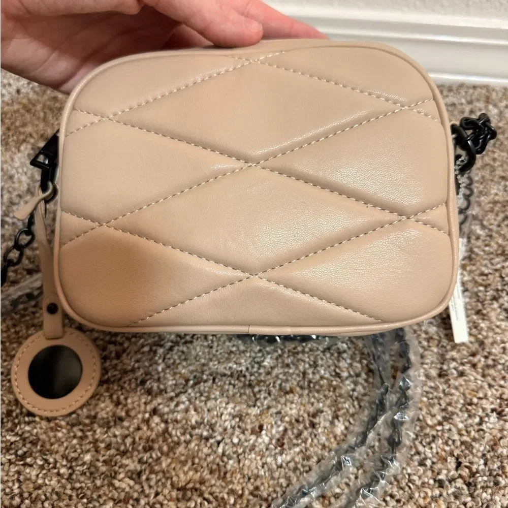 Elegant Beige Quilted Crossbody Bag